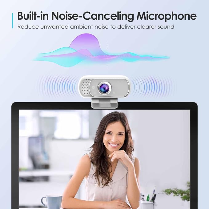 Webcam with Tripod Privacy Shutter: 1080P FHD Web Camera with Mic, Plug & Play