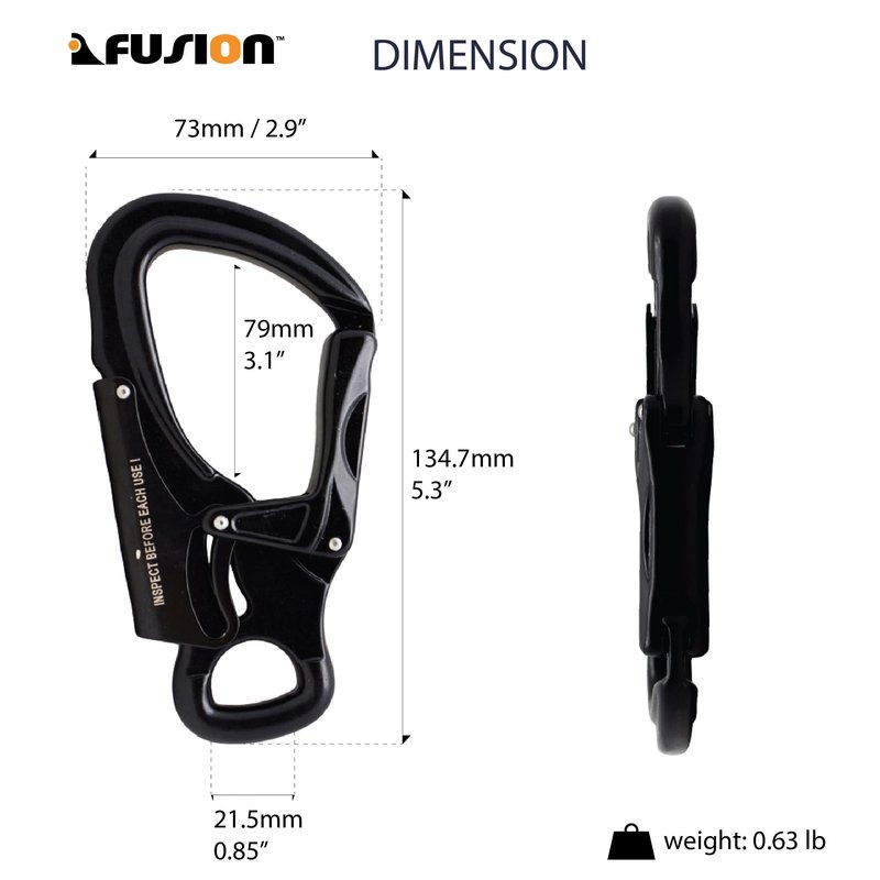 Snap Auto-Locking Carabiner 32KN (5-Pack) - Fusion Climb Tudor - Professional Rock Climbing Carabiner, Aluminum