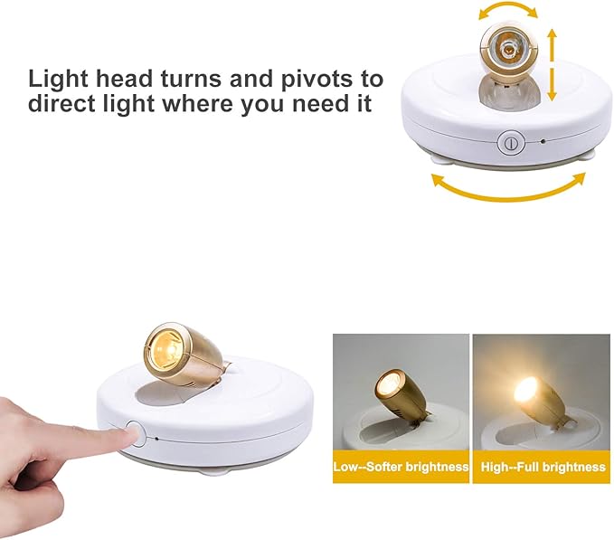 HONWELL Wireless Spotlight Battery Operated LED Puck Lights, Touch Closet Light, Stick on Wall Hallway Basement Entrance Perfect Adjustable Direction Light for Artwork Decorative