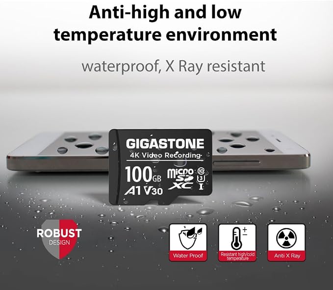GIGASTONE 100GB Micro SD Card, A1 V30 4K Video Recording, Compatible
