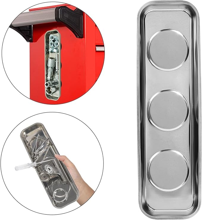 Magnetic Parts Tray 3pc,for Socket Screw Nuts Bolts Metal Parts,Extra Strong Magnet,Thickened Tray,Stainless Steel
