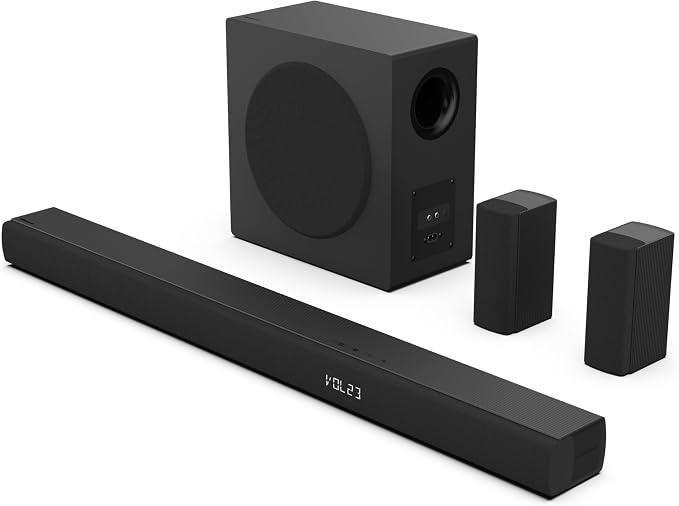 Hisense HS5100 5.1ch Soundbar with Wireless Subwoofer, Dolby Audio, DTS Virtual:X, Rear Surround Speakers, Center Speaker, HDMI ARC, Bluetooth 5.3, Remote Control