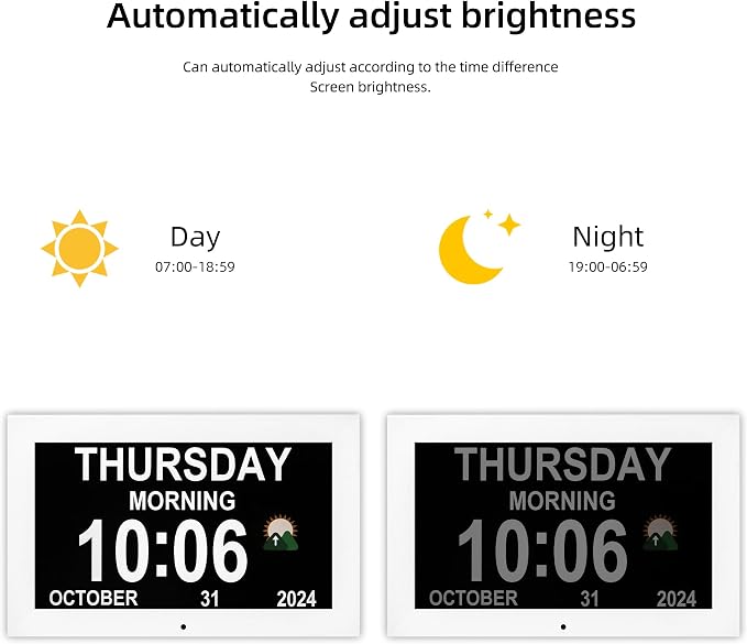 Dementia Clock with 12 sets of alarms paired with 20 usage scenarios, Large