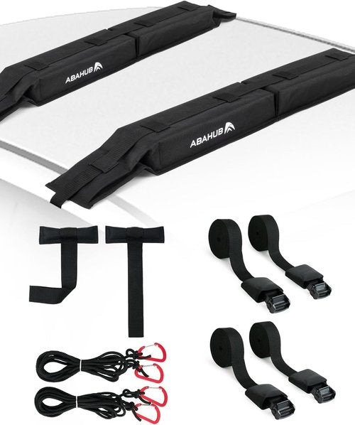 Abahub Soft Roof Rack Pads - Heavy Duty Universal Car Roof Rack System with Straps & Storage Bag | Ideal for Surfboards, Kayaks, Canoes