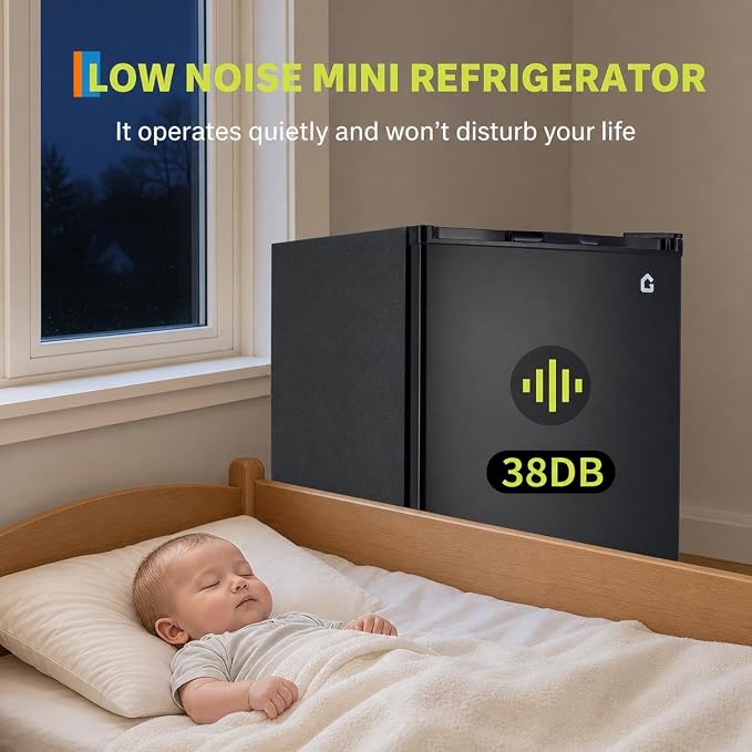 4.5 cu ft Mini Fridge Freezer, Energy-Efficient, Quiet, Adjustable Shelves | Single door, compact, for dorm, office, bedroom, kitchen, and bar use