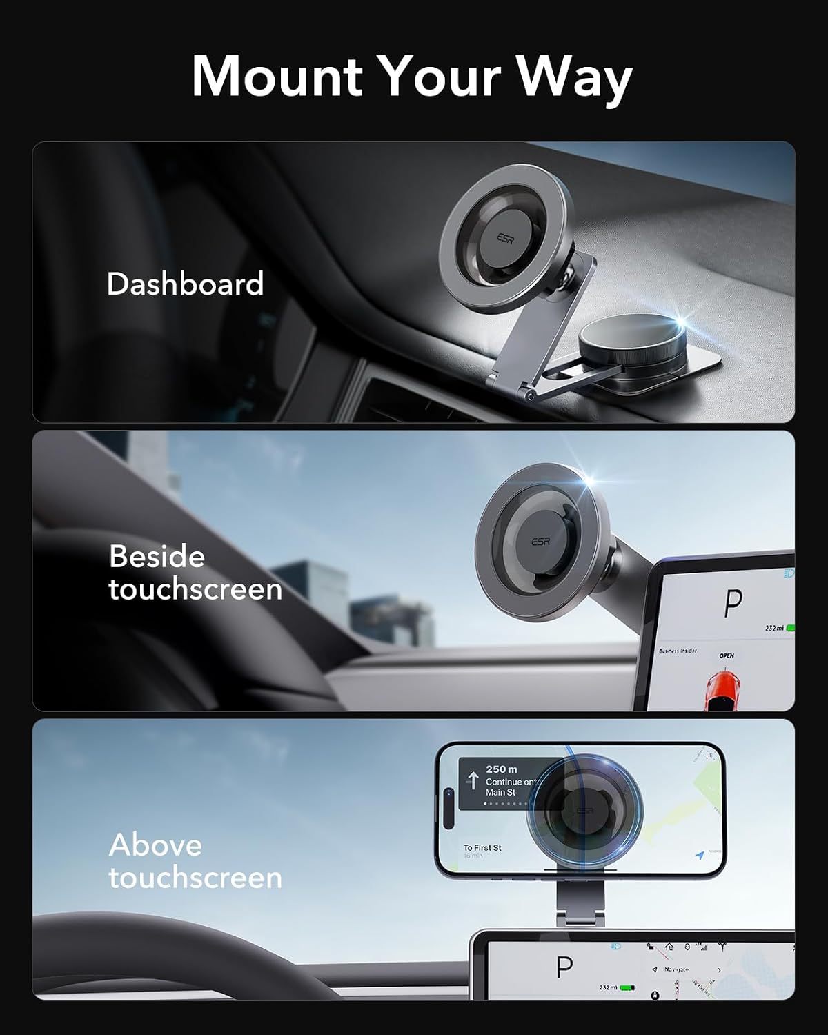 ESR for MagSafe Car Mount, Car Phone Holder for iPhone 17-12,Samsung/Google