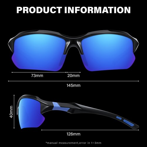 DioKiw 4PACK Sports Polarized Sunglasses for Men Cycling Running Fishing UV400 Protection Sun Glasses Lightweight Half Frame Goggles