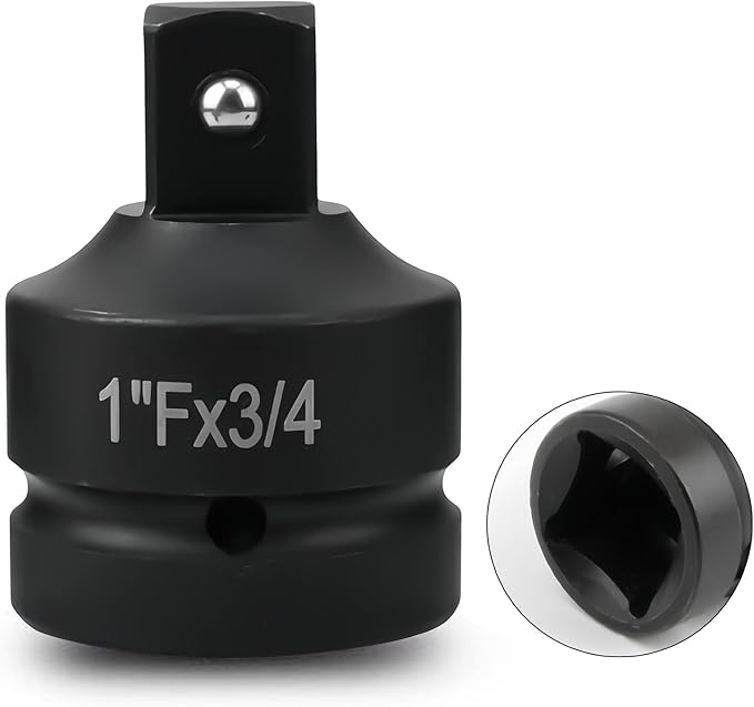1" Drive (Female) x 3/4" (Male) Impact Socket Reducer, CR-MO Steel, Compatible with Air Impact Wrenches, Breaker Bars, Ratchets
