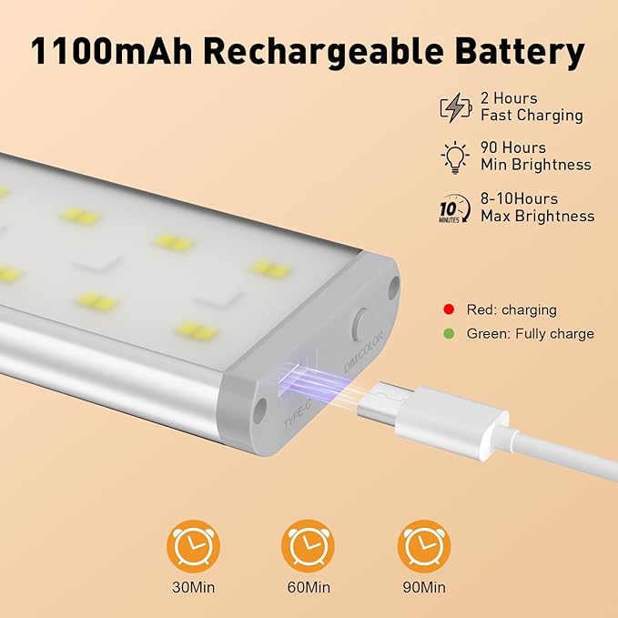 Under Cabinet Lighting,Rechargeable Motion Sensor Light Indoor Night Lights with Remote,58LED RGB under cabinet lights Bar,15Colors Wireless Under Counter Light Closet Lights for Kitchen,Stair