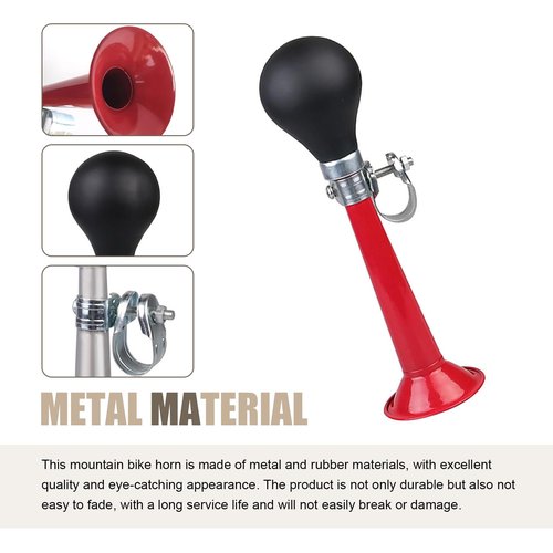 Bawkars Bike Horn, 7.87" Classic Horn Metal Squeeze Clown Horn, Loud High Volume Bicycle Horn for Adults, Fits Bicycles, Motorcycles, ATV (Red)