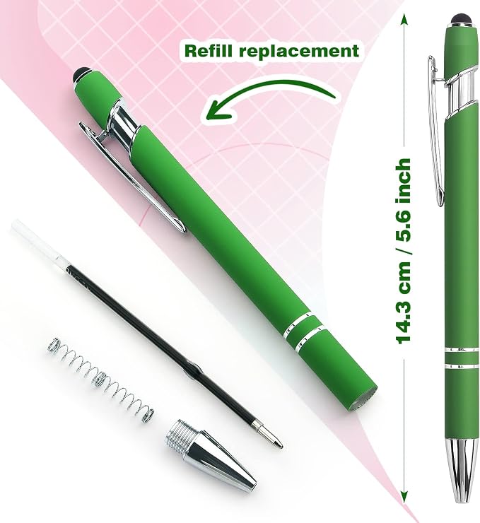 8 Pack Ballpoint Pen 2-in-1 Stylus Retractable Ballpoint Pen