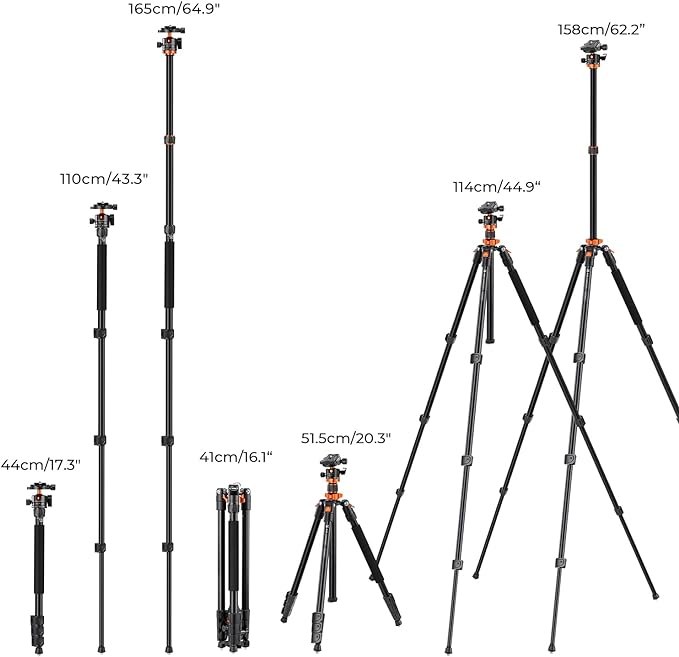 K&F CONCEPT 62" DSLR Camera Tripod, Lightweight and Compact Aluminum Detachable