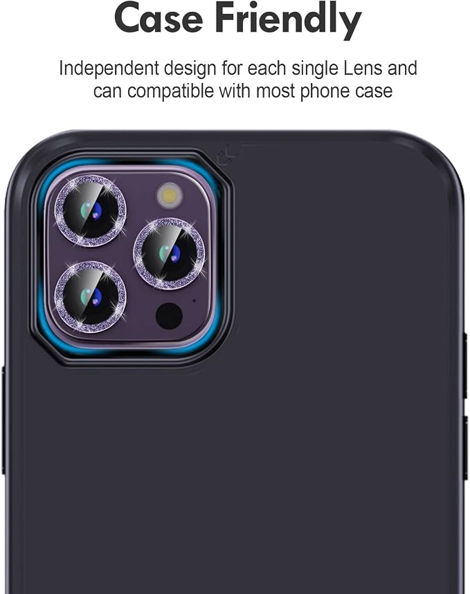 for iPhone 14 Pro/14 Pro Max Camera Lens Protector Bling, 9H Hardness