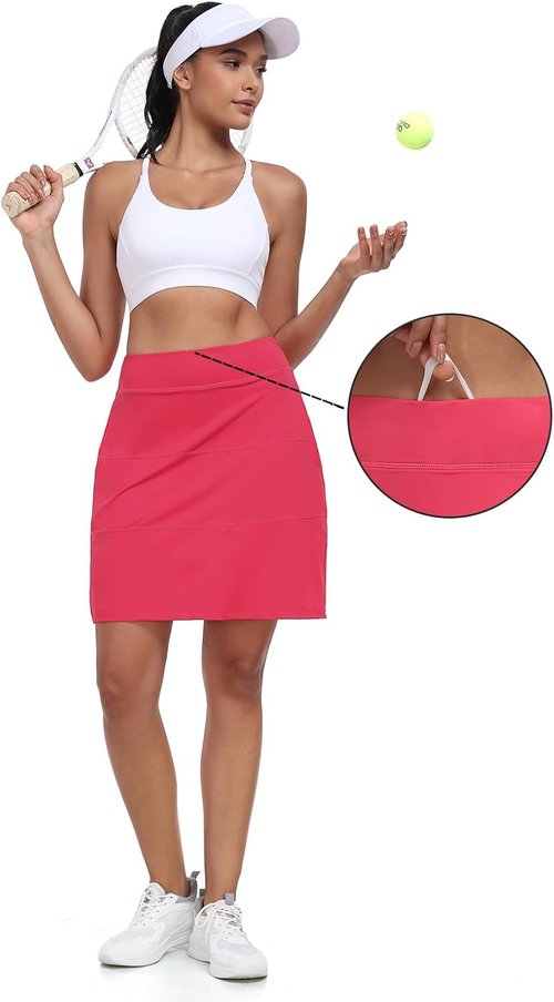 KORALHY Tennis Skirts for Women - High Waist Pleated Athletic Skorts with Pockets | 20" Length