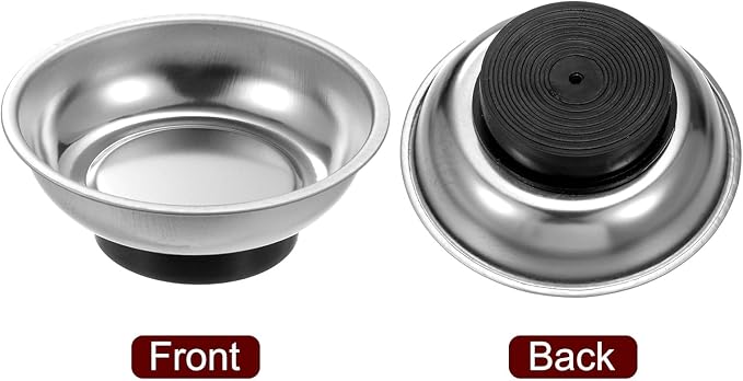 HARFINGTON Round Magnetic Tray 3" x 1" Stainless Steel Magnet Tool Tray Parts Holder for Socket Screw Nuts Bolts Pin Washers Metal Parts