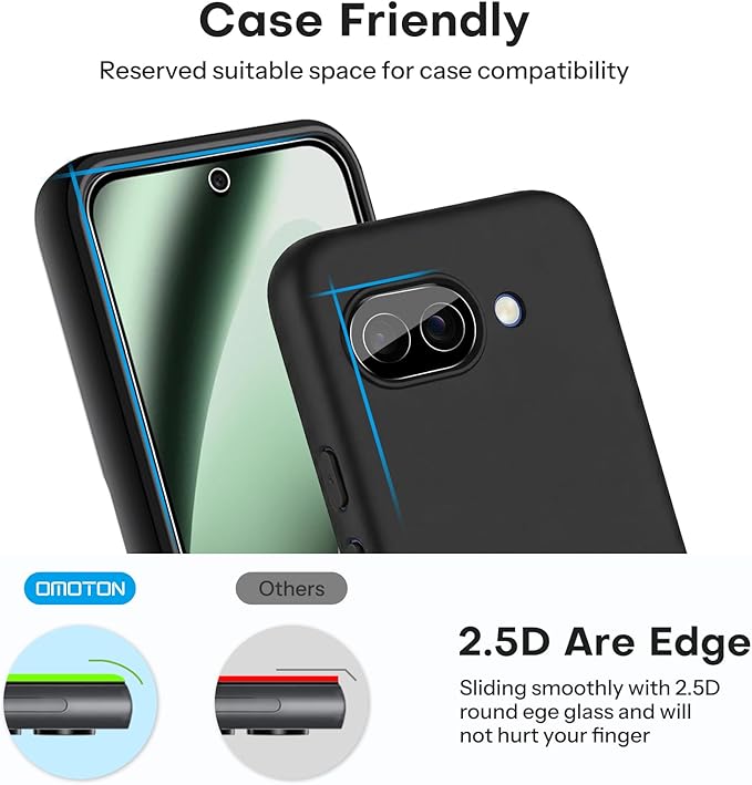 OMOTON 3 Pack Screen Protector for Google Pixel 10a +2 Pack Camera Lens
