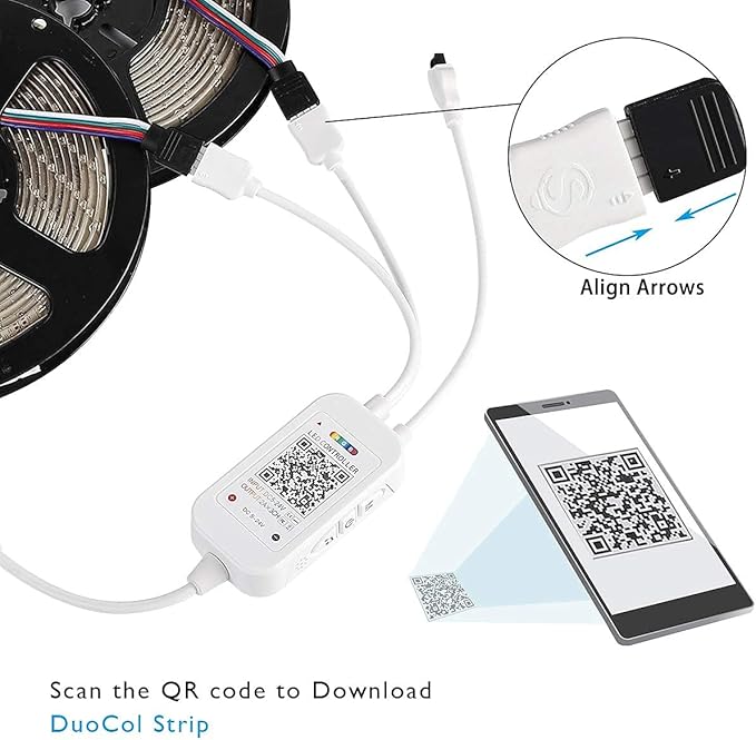 SUPERNIGHT RGB LED Strip Light Controller, APP Controlled LED Smart Music Controller, 2 in 1 RGB Bluetooth Controller Work with Android and iOS System for DC 5V-24V RGB Strip