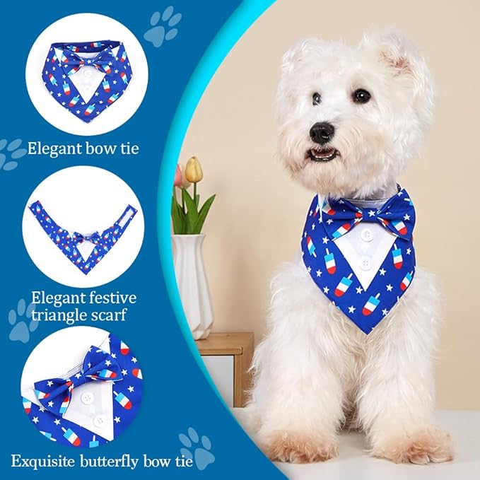 Dog Tuxedo, Adjustable Formal Wedding Outfit Bandana Dog Tux Collar with Bow Tie, Pet Birthday Valentines Outfit Cosplay(Small)
