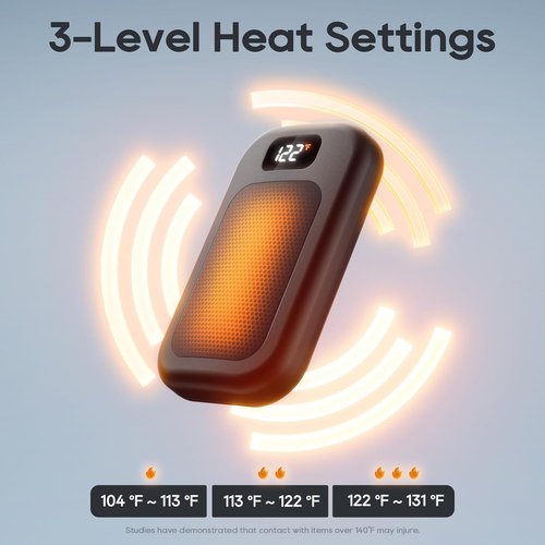 AI Hand Warmers - Rechargeable 2-Pack with 3 Heat Levels & Real-Time Temp Display | Fast Heating for Gloves & Pockets