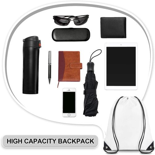 Grneric Drawstring Backpack - 70 Pack Cinch Bags for Men & Women | Ideal for Gym & Travel (White)