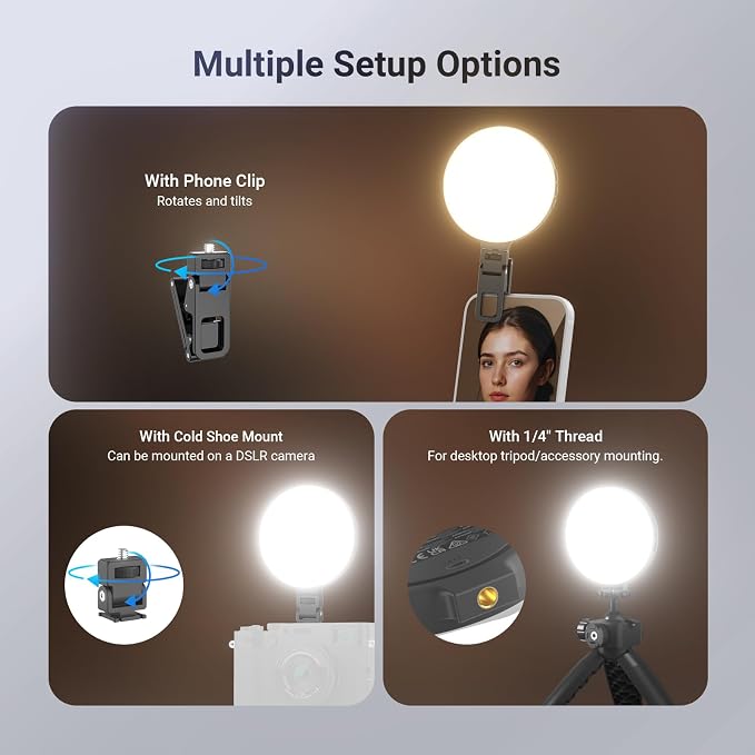 NEEWER Entry Level Version LED Selfie Ring Light, 4.8W Bi Color Edge Lit Clip