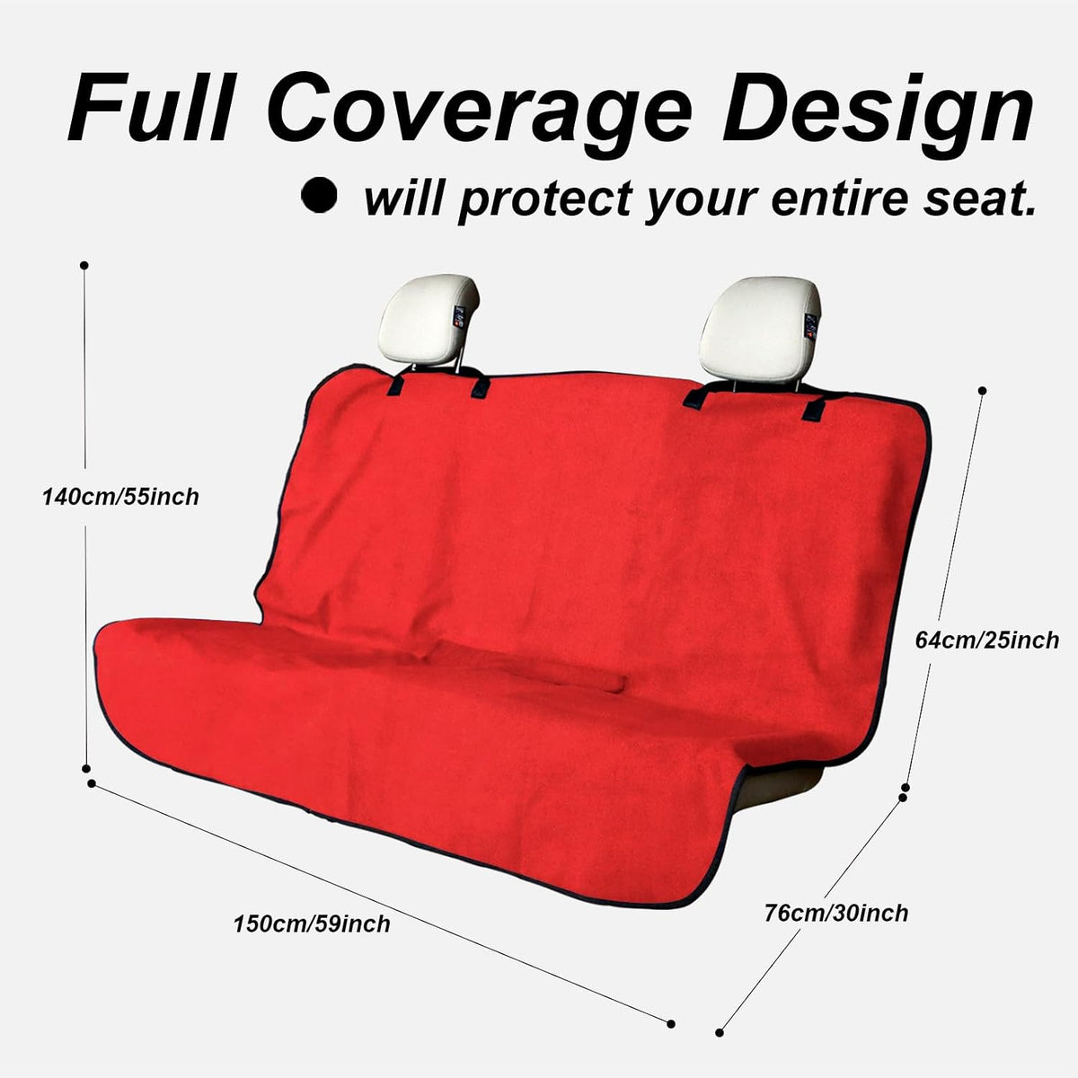 Sweat Towel Car Seat Cover Protector Front Seats for Gym Workout, Running, Swimming, Beach and Hiking, Waterproof Universal Seat Cover for Car, Trucks, Van & SUV (1, Pure Red, Rear Seat)