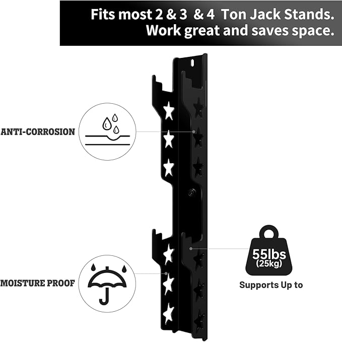 2PCS Jack Stand Rack Wall Mount Organizer, Car Floor Jack Stands Holder Wall Storage Rack Mount Brackets Fits 2 & 3 & 4 Ton Jack Stands Tower Trailer Accessories Tool