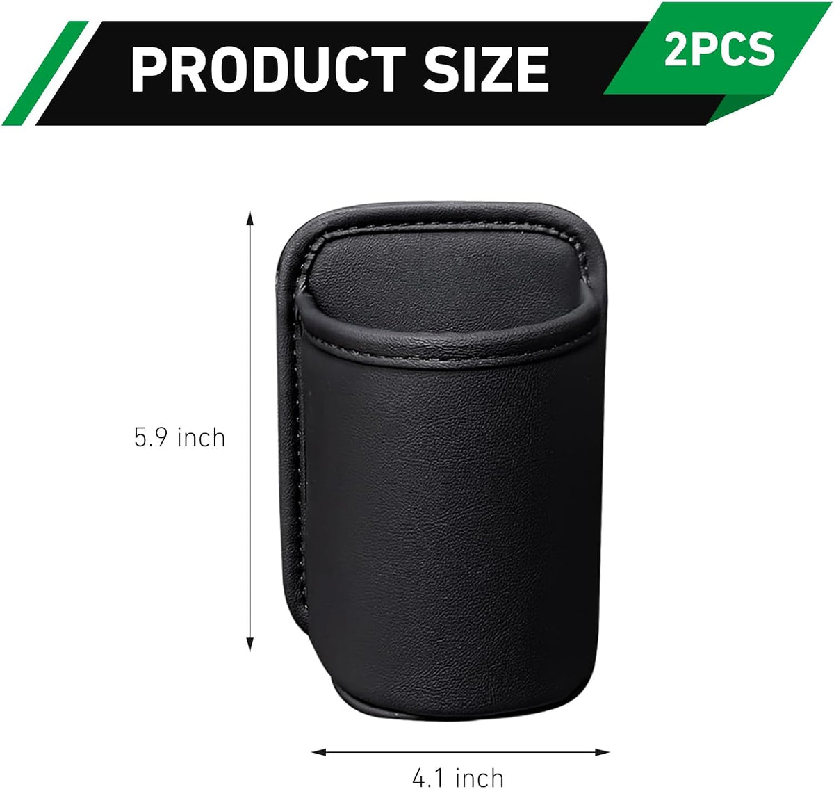 2PCS Car Cup Holder, Large Capacity Car Door Seat Clip-on Beverage Pocket Organizer, Leather Multi-Function Storage Bag, Universal for Most Sedans, Trucks, SUVs (Black)