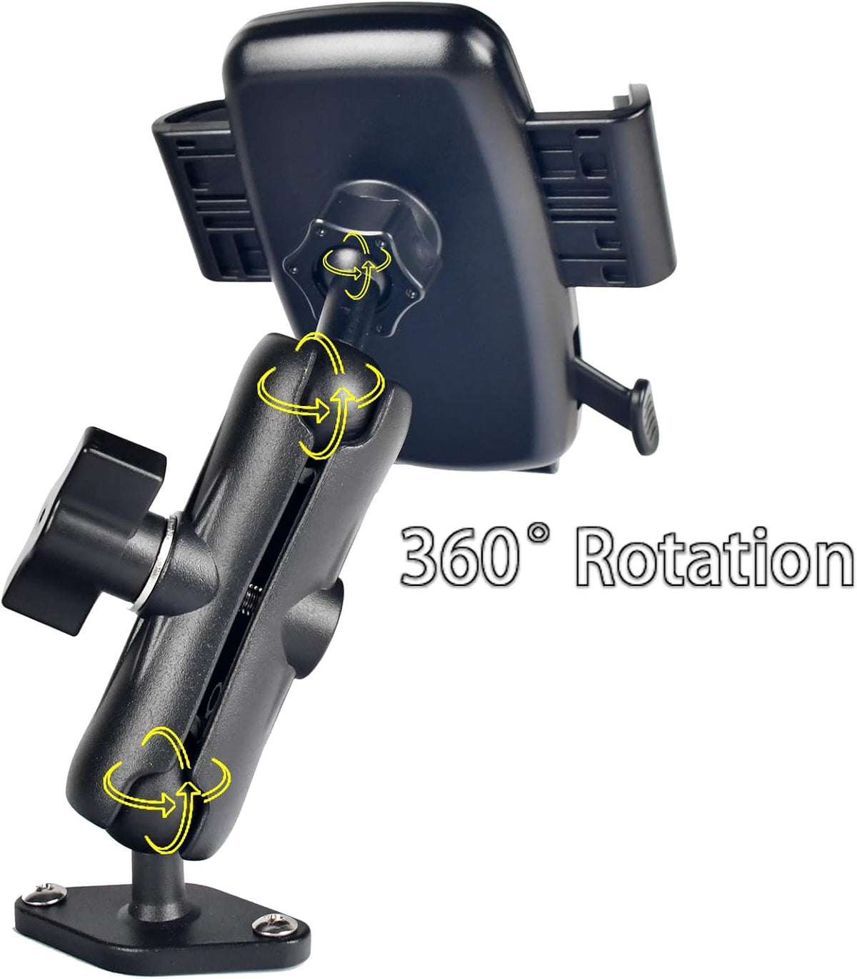 VAUBORTTI 1" Ball Phone Mount – Aluminum Alloy Arm & Base, Double Ball Joint, 360° Adjustable, Screw-Mounted Base, Fits RAM B Size System – Universal Holder for Car, Truck, Van, Desk, Wall, Dashboard