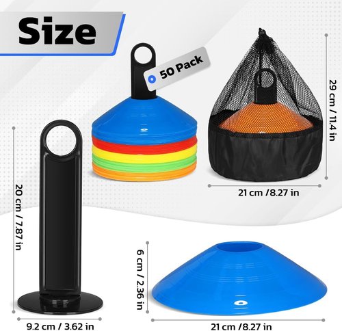 GHB Agility Ladder Set - 1 Agility Ladder with 50 Disc Cones & 2 Carrying Bags | Perfect for Training