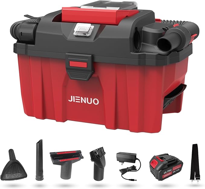 Cordless Shop Vac Wet and Dry, with 20V 4.0Ah Battery and Charger, 2.5 Gallon Shop Wet Dry Vacuum Cleaner with Blower Function, Portable Commercial Vac for Car, Home and Garage