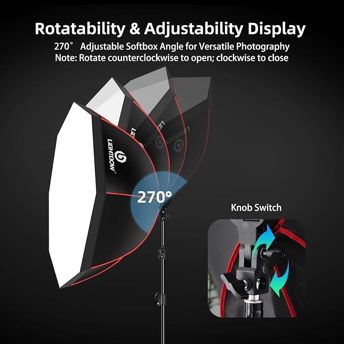 Light Box Photography Lighting Kit:37" Octa Softbox, Honeycomb Grid, 110W LED
