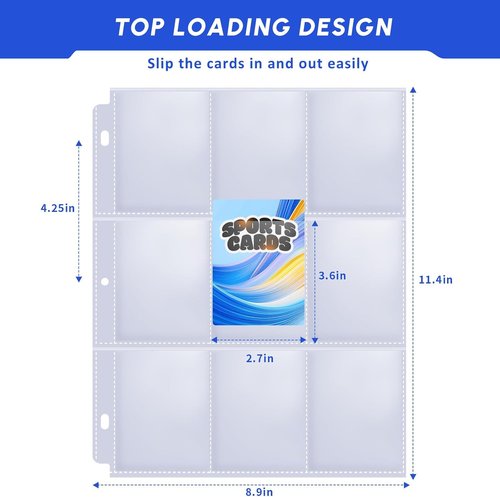 80 Pack Trading Card Sleeves by [Brand Name] - 9 Pocket Page Protectors for 3 Ring Binders | Ideal for Sports & Game Cards