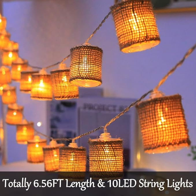 Fielegen 2 Meter 10 LED Retro String Lights Battery Operated Indoor Bedroom Vintage Themed Decorative Fairy Lights for Home Garden Wedding Birthday Party Decor Festival Atmosphere Lights (Warm White)
