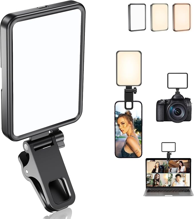 Rechargeable Soft Selfie Light for Phone, 4-14H Battery Portable LED Light for