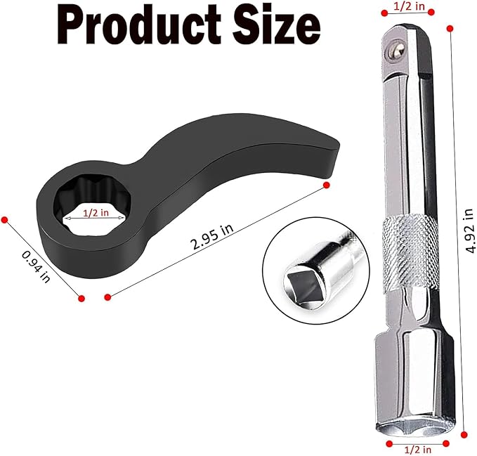 3PCS Pry Bar Wrench Adapter Head,Half Shaft Removal Car Repairing Tools with Extension Bar and Ratchet Wrench,Adjustable Crowbar Adapter Head Tool 1/2" Drive