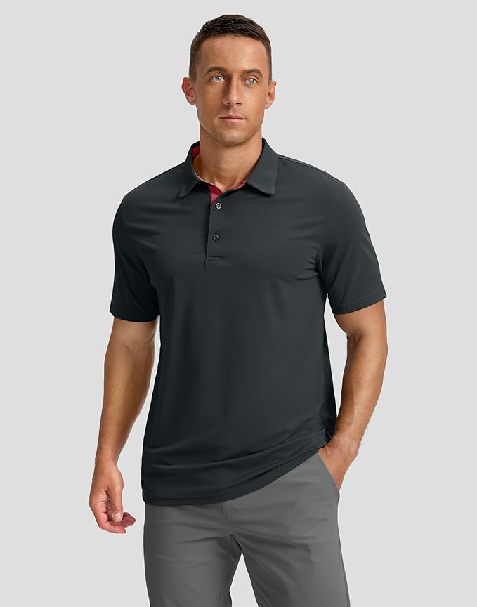 Men's Golf Shirts Dry Fit Moisture Wicking Performance Short Sleeve Collared Polo Shirts for Casual Athletic Business