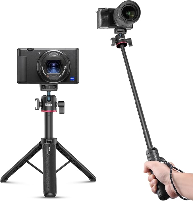 ULANZI MT-73 Extension Pole Tripod, Mini Selfie Stick Tripod Stand Handle Grip