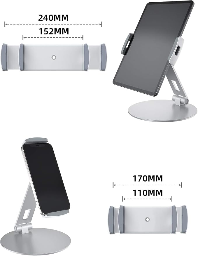Stouchi Tablet Stand, 360°Tablet Swivel Base Holder, Adjustable Desk Mount Desk