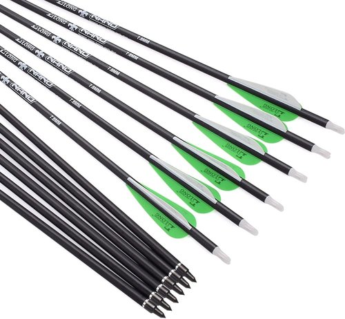 Archery Bow Carbon Arrows - Hunting Target Practice with Removable Tips | 26, 28, 30 Inch, Spine 500, 6/12 Pack