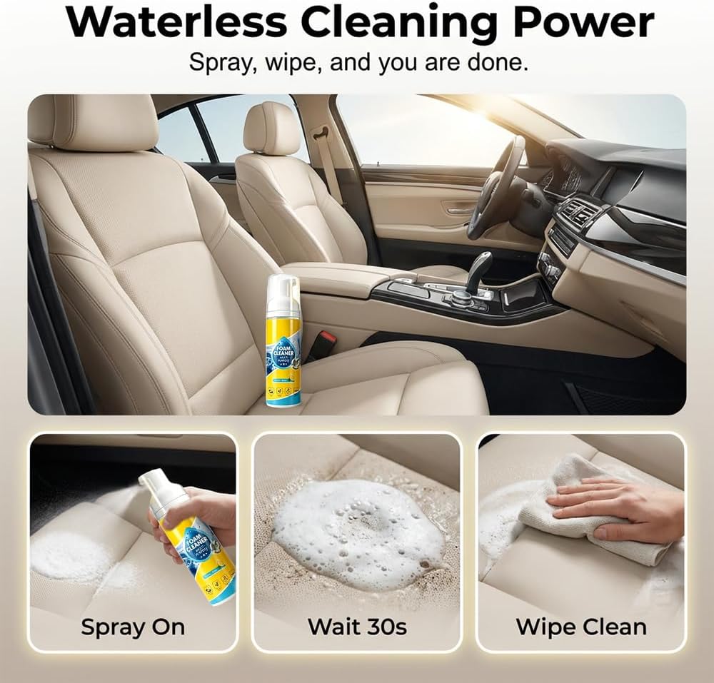 4-in-1 Multi-Enzyme Foam Spray Cleaner, 2026 New Interior Cleaner & Protectant for Protect Dashboard, Leather, Vinyl & Plastic, Multi-purpose cleaner Effective Car Interior Cleaner (1)
