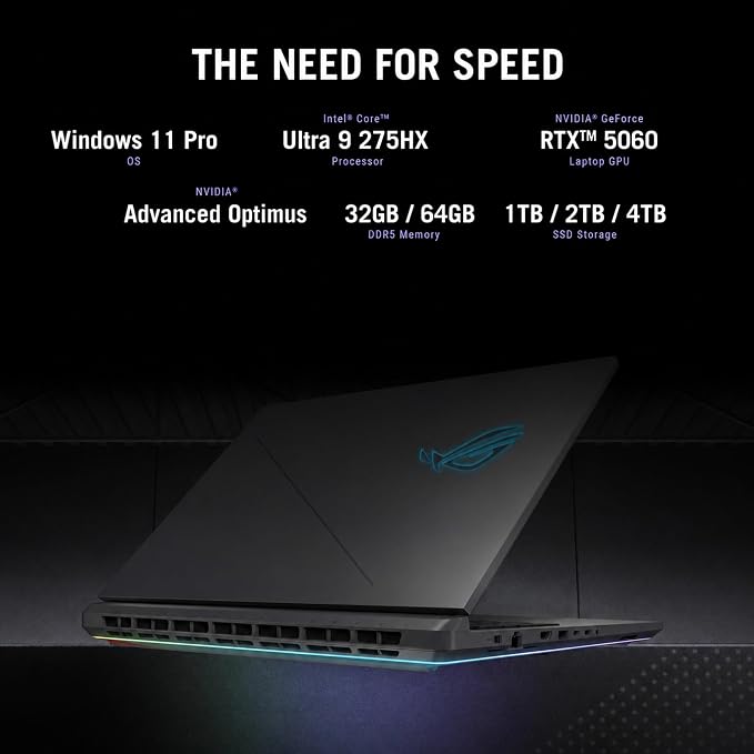 ASUS ROG Strix G18 Gaming Laptop RTX 5060, 32GB DDR5, 2TB SSD, Wi-Fi 7 | Intel Ultra 9 275HX(32MB Cache), 18” 2.5K 240Hz Display, Win 11 Pro, Backlit KB, BT 5.4, Headset and Mouse Set