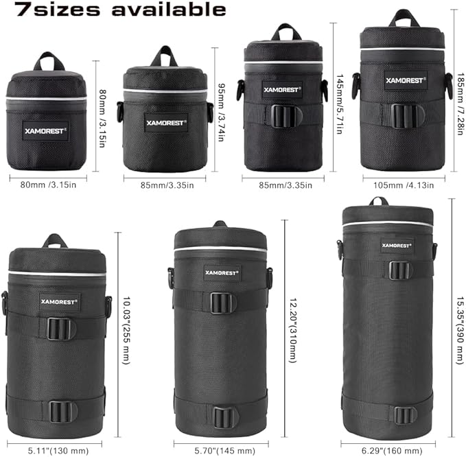 Camera Lens Case Bag for Photographyers, Zipper Waterproof Lens Protective