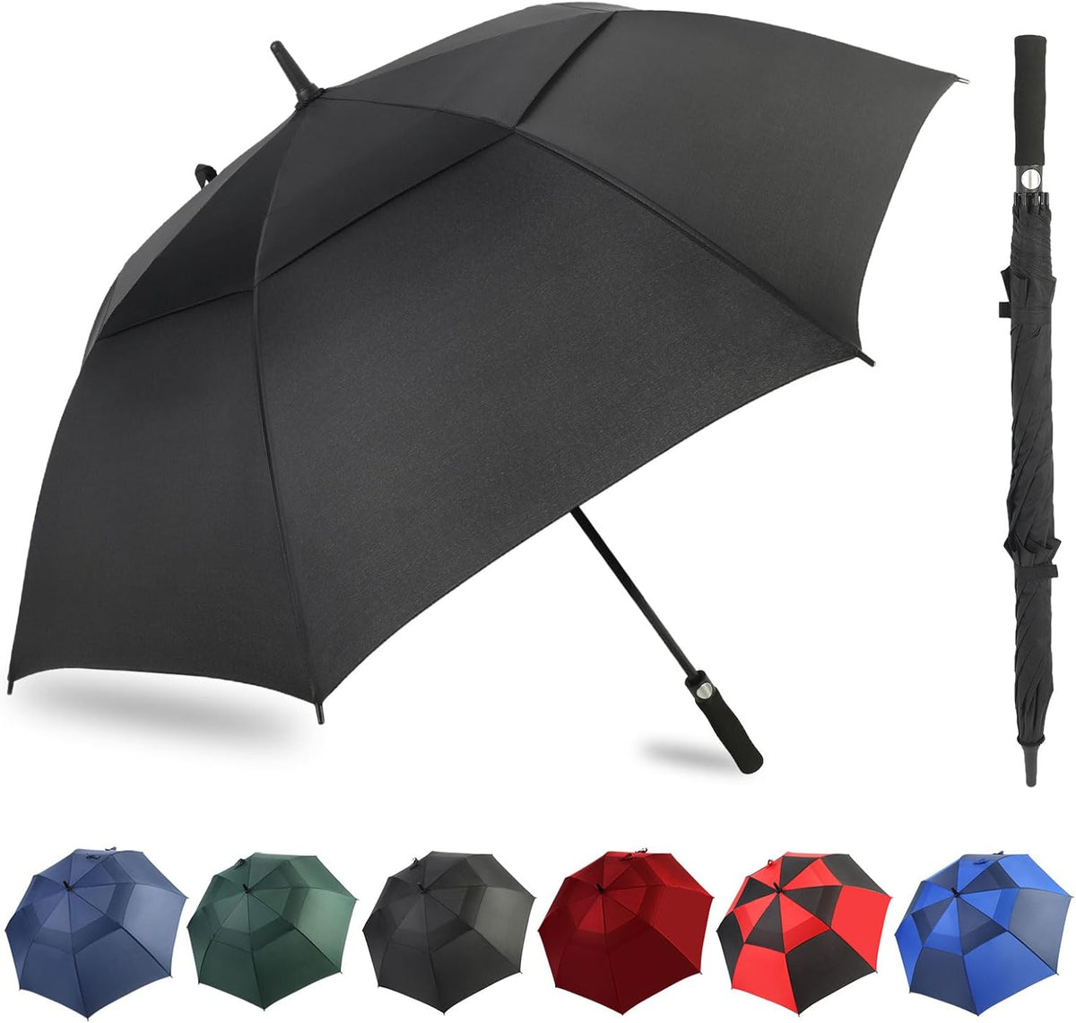 ZDSSM Golf Umbrella - Automatic Open, Extra Large 54/62/68/72 Inch, Windproof & Waterproof Double Canopy