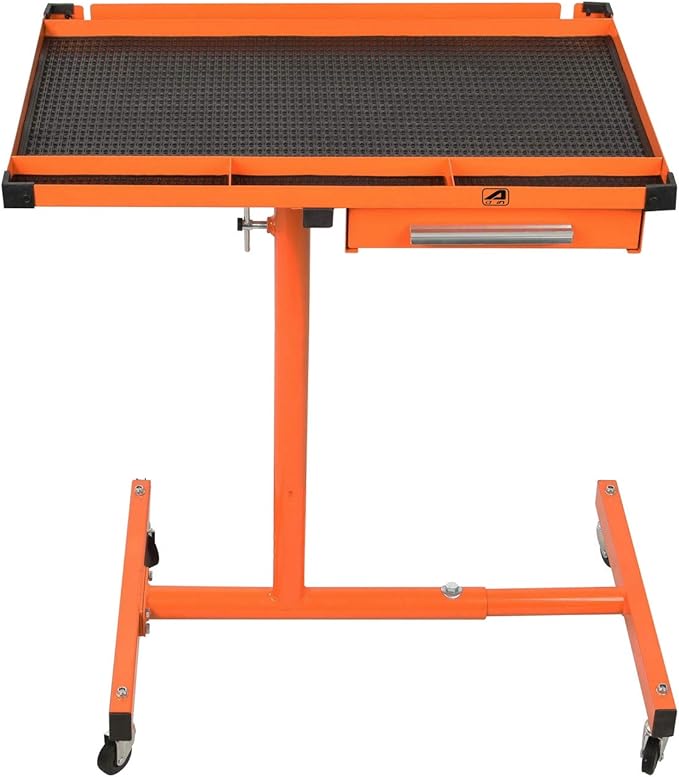 Eisen® ES8 Heavy Duty Adjustable Work Table with Drawers, Rolling Tool Tray with Wheels of 220lbs Capacity and Pro-Lift C-2036D Grey 36" Z-Creeper Seat , Black