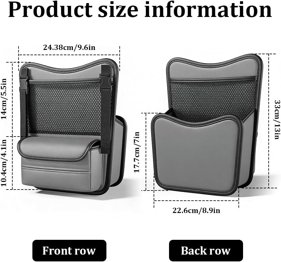 Car Organizer Storage Between Seats, Car Purse Holder, Nappa Leather Front Seat Storage Bag with Tissue Holder, Large Capacity Auto Console Organizer for Document Phone Wallet Snack (White)