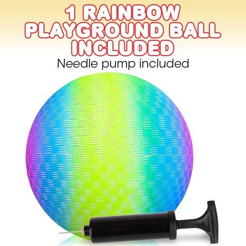ArtCreativity Rainbow Playground Ball - 9 Inch Bouncy Kick Ball with Hand Pump | Durable Outdoor Fun for Kids