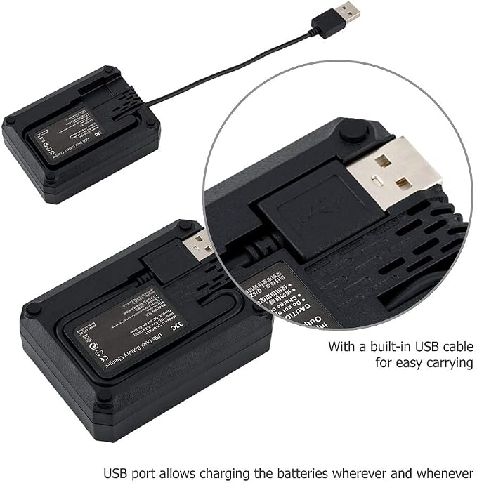 JJC DMW-BLF19 & DMW-BLK22 Battery Charger USB Dual Slot