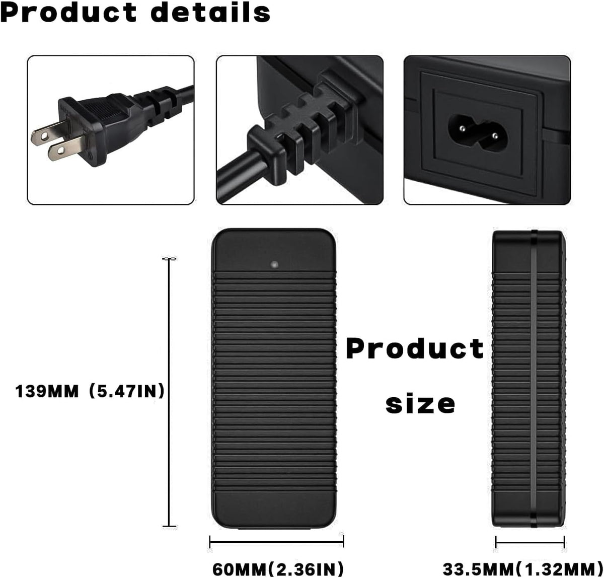 QDD 42V 2A Scooter Charger - Universal 4-in-1 Plugs for 36V 10S Lithium Batteries | Female DC 5.5mm-2.1mm Port