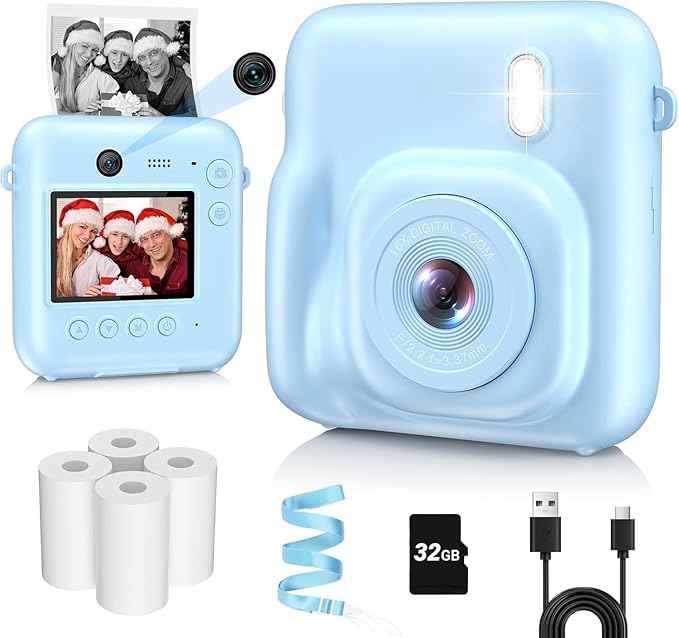 Kids Camera Instant Print, Dual-Lens 48MP Digital Camera